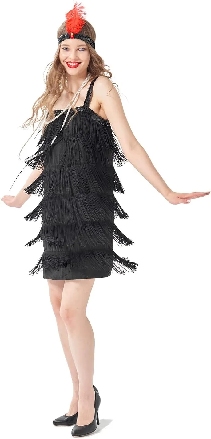 Sincere Party Roaring the 20s Flapper Costume for Women,Great Gatsby Flapper Dresses with Necklace and Headband