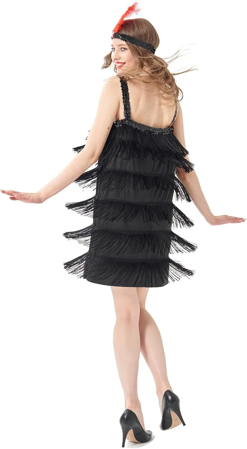 Sincere Party Roaring the 20s Flapper Costume for Women,Great Gatsby Flapper Dresses with Necklace and Headband