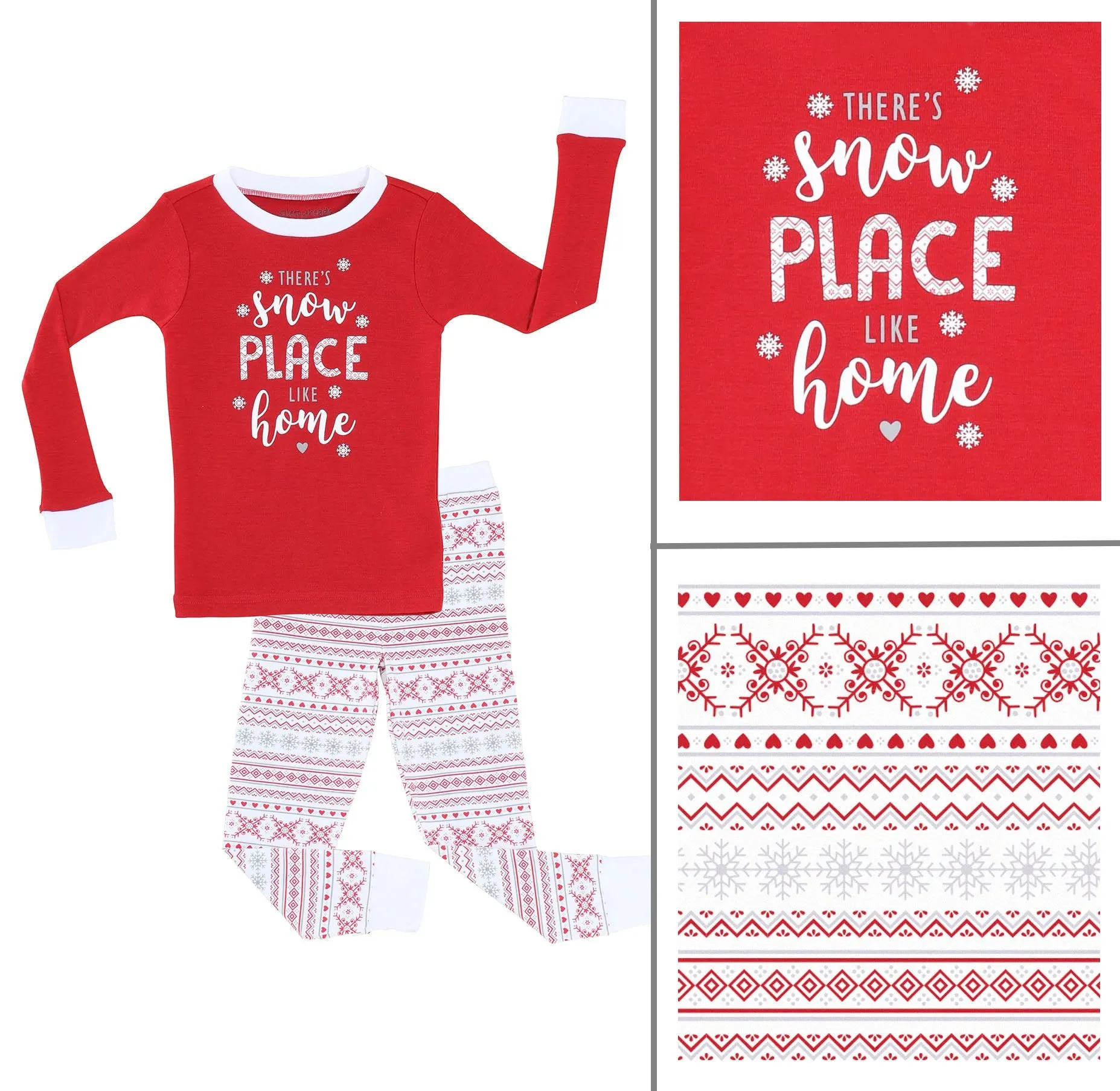 Sleepyheads Family Matching Christmas Red Fairisle Pajama Sets