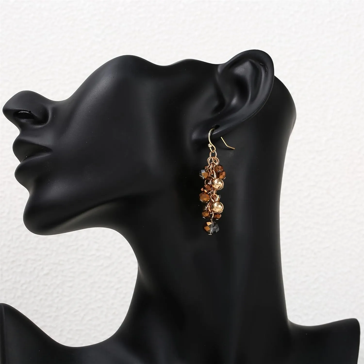 Sparkly Crystal Beads Dangle Earrings for Women Cute Handmade Boho Cluster Drop Earrings