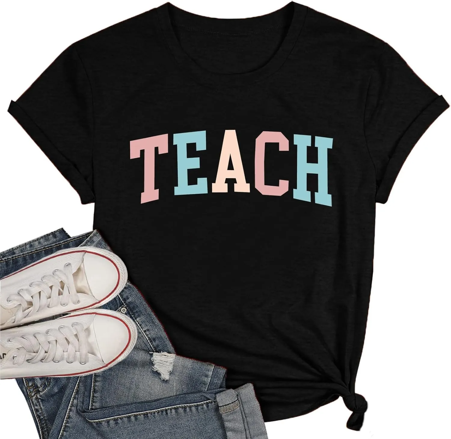 Teacher Shirt Women Teaching Wildflower Graphic Casual Short Sleeve Blouse Teacher Gifts Tops Tee