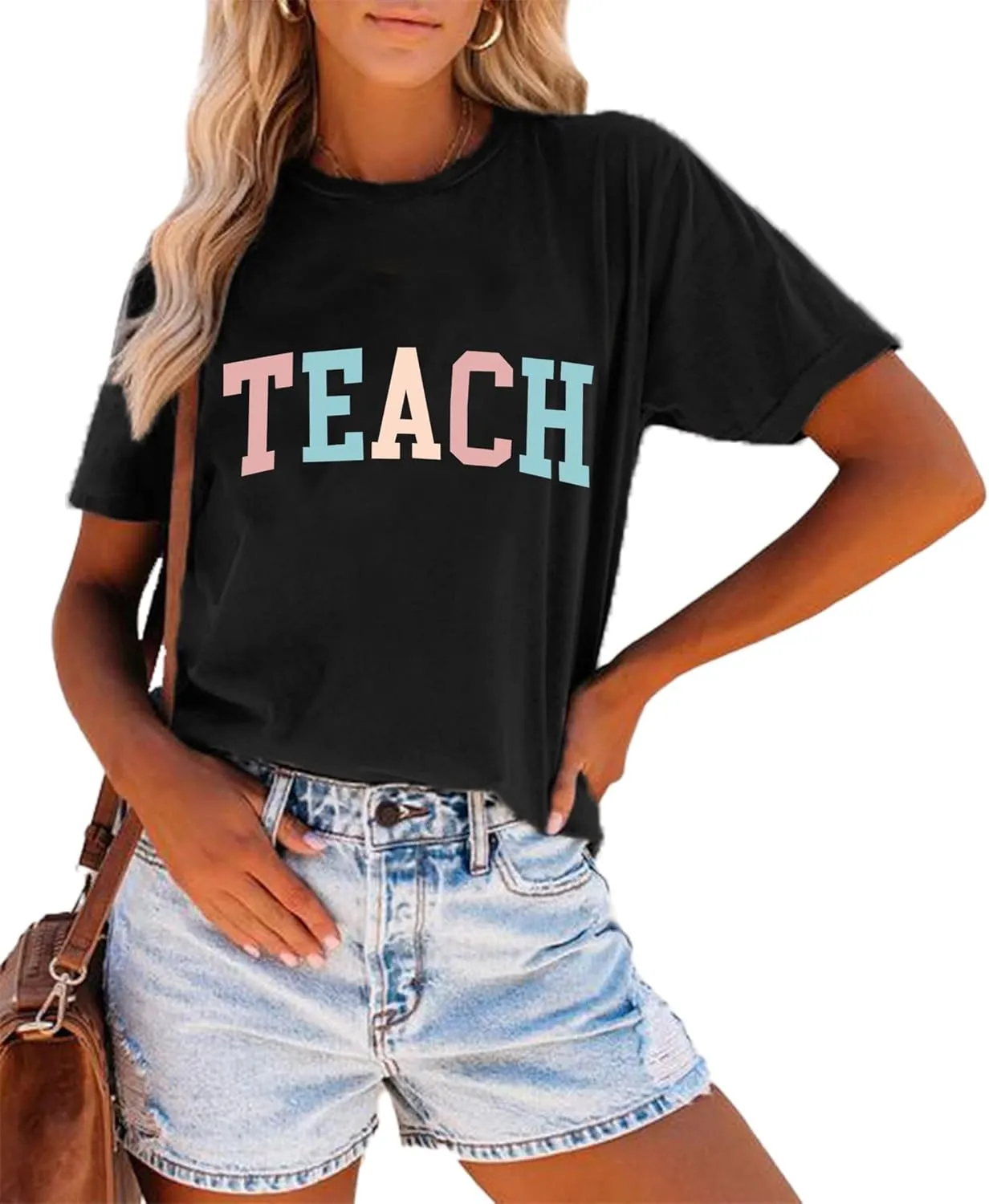 Teacher Shirt Women Teaching Wildflower Graphic Casual Short Sleeve Blouse Teacher Gifts Tops Tee
