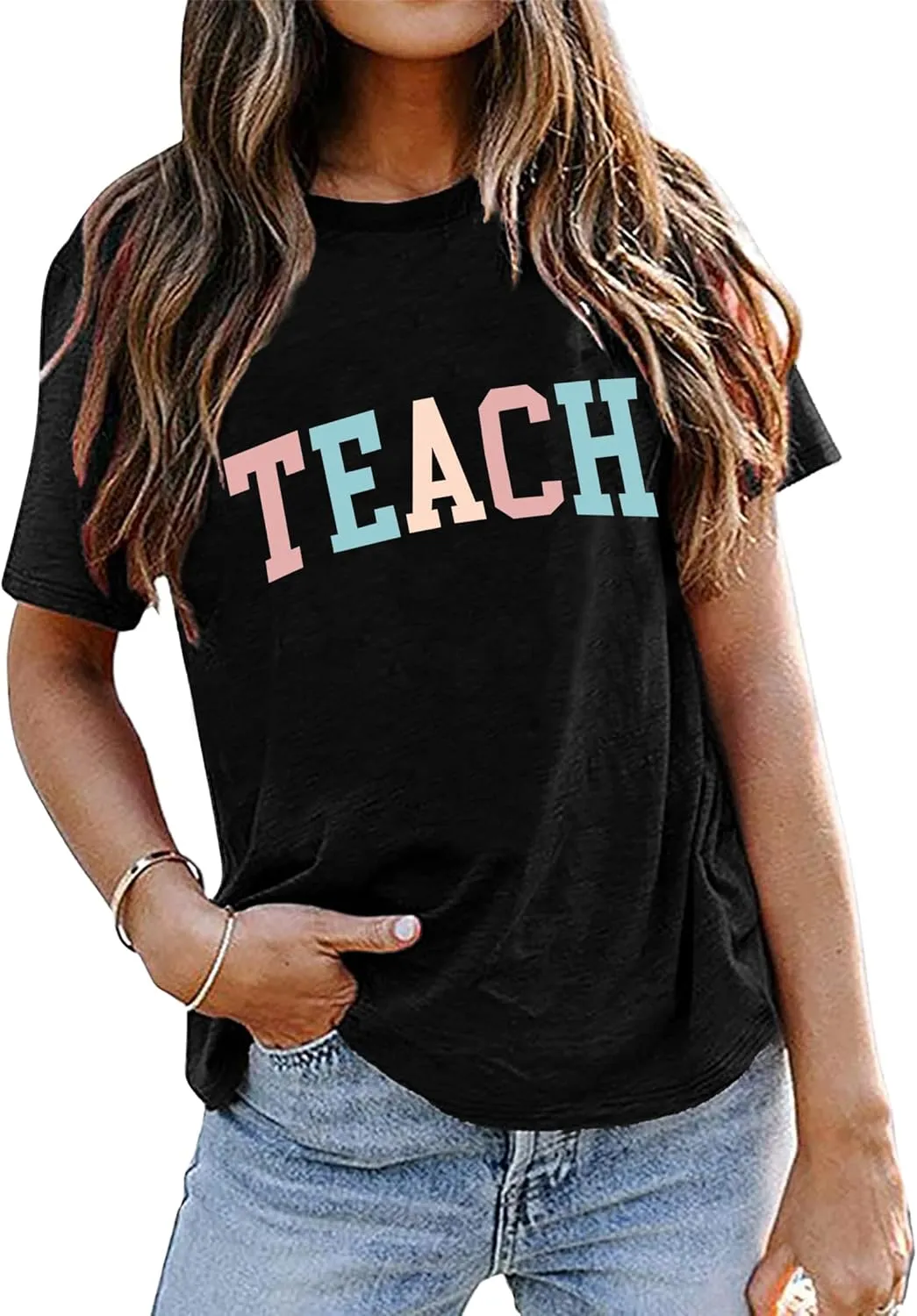 Teacher Shirt Women Teaching Wildflower Graphic Casual Short Sleeve Blouse Teacher Gifts Tops Tee