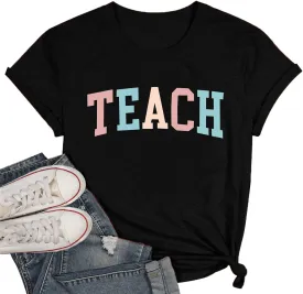 Teacher Shirt Women Teaching Wildflower Graphic Casual Short Sleeve Blouse Teacher Gifts Tops Tee