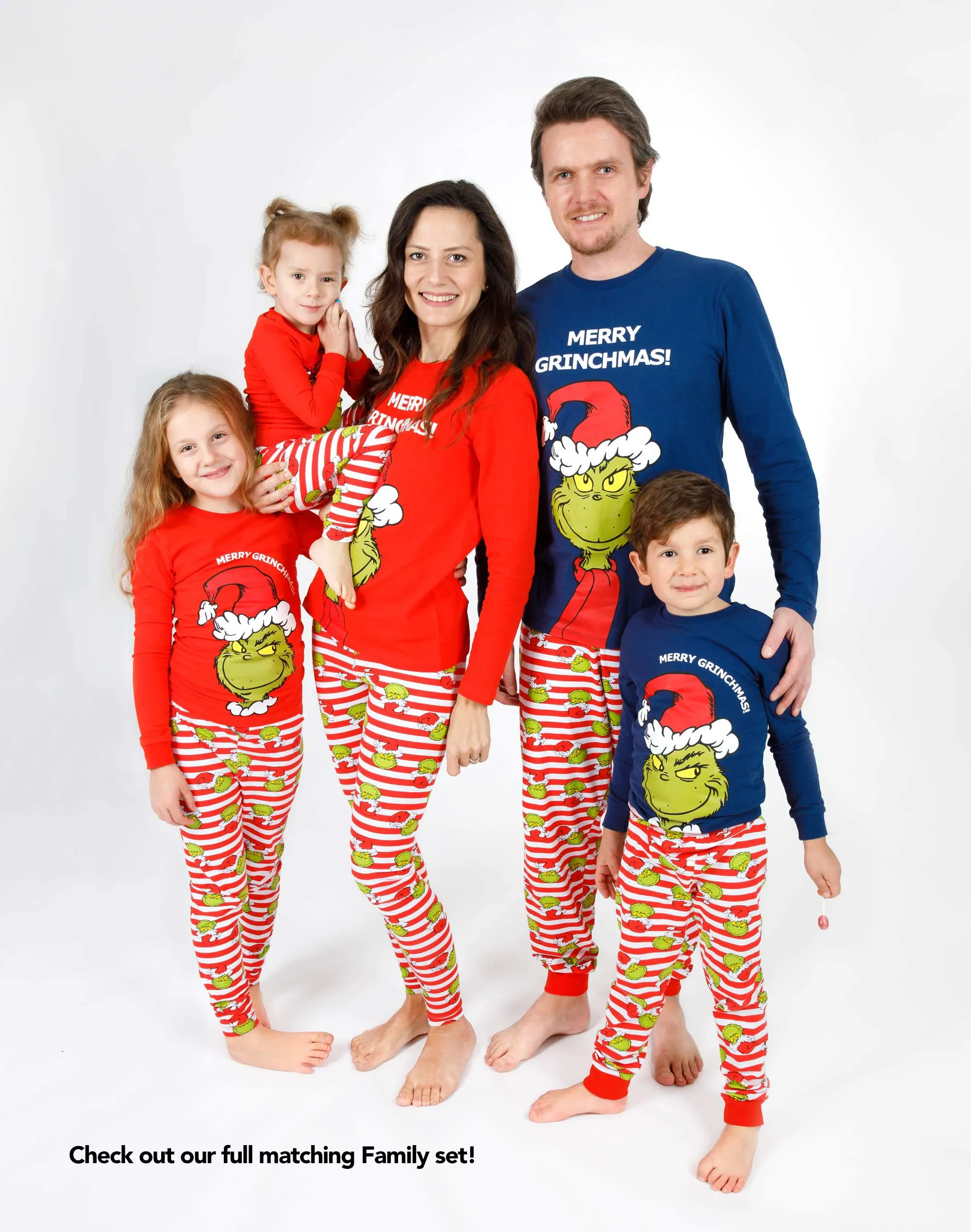 The Grinch Kids Christmas Matching Family Pyjamas - Slim Fit - Red