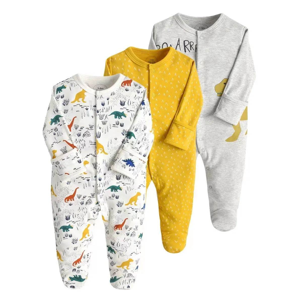Toddlers and Baby Boys' Snug-Fit Footed Cotton Pajamas, Pack of 3