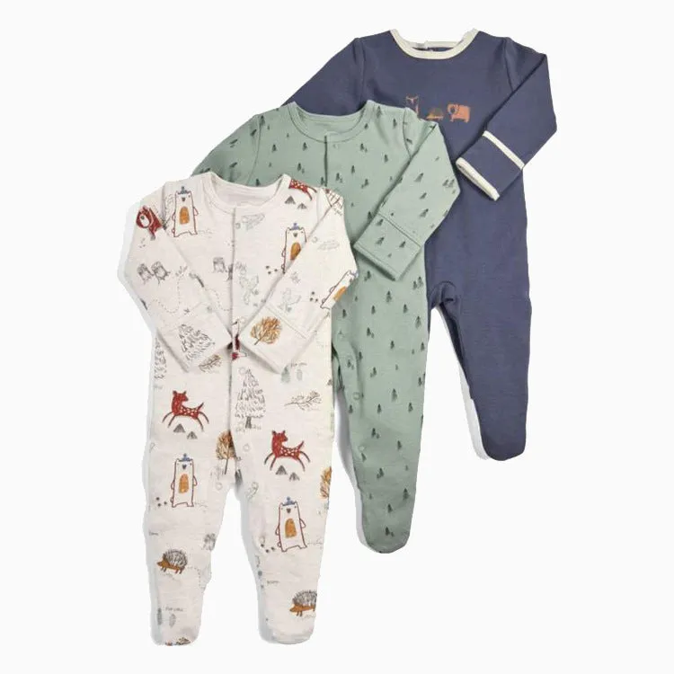 Toddlers and Baby Boys' Snug-Fit Footed Cotton Pajamas, Pack of 3