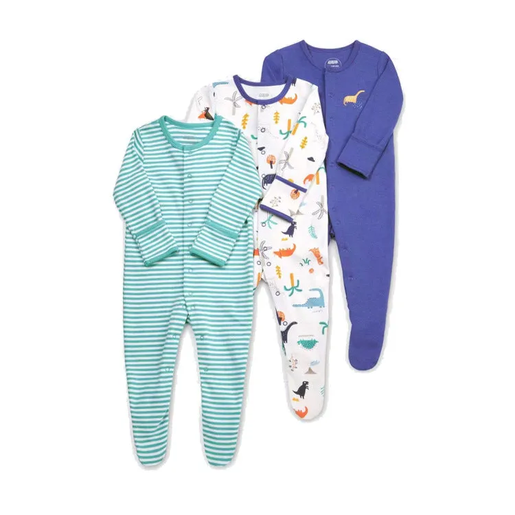 Toddlers and Baby Boys' Snug-Fit Footed Cotton Pajamas, Pack of 3