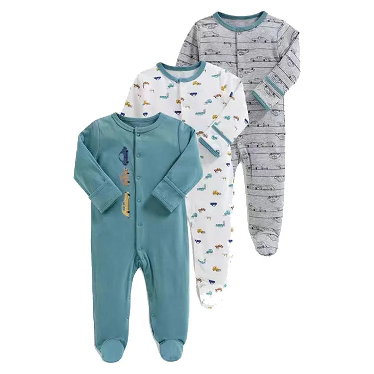 Toddlers and Baby Boys' Snug-Fit Footed Cotton Pajamas, Pack of 3
