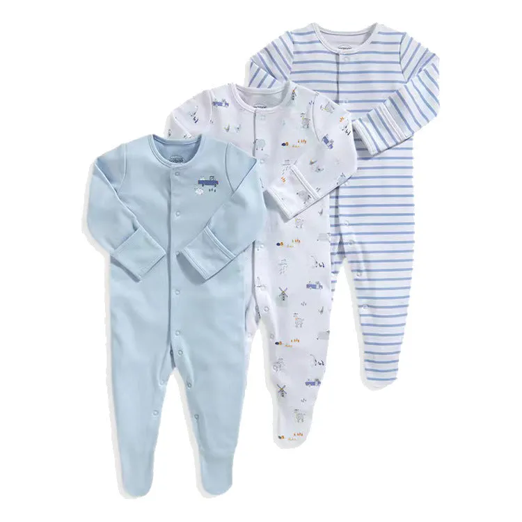 Toddlers and Baby Boys' Snug-Fit Footed Cotton Pajamas, Pack of 3