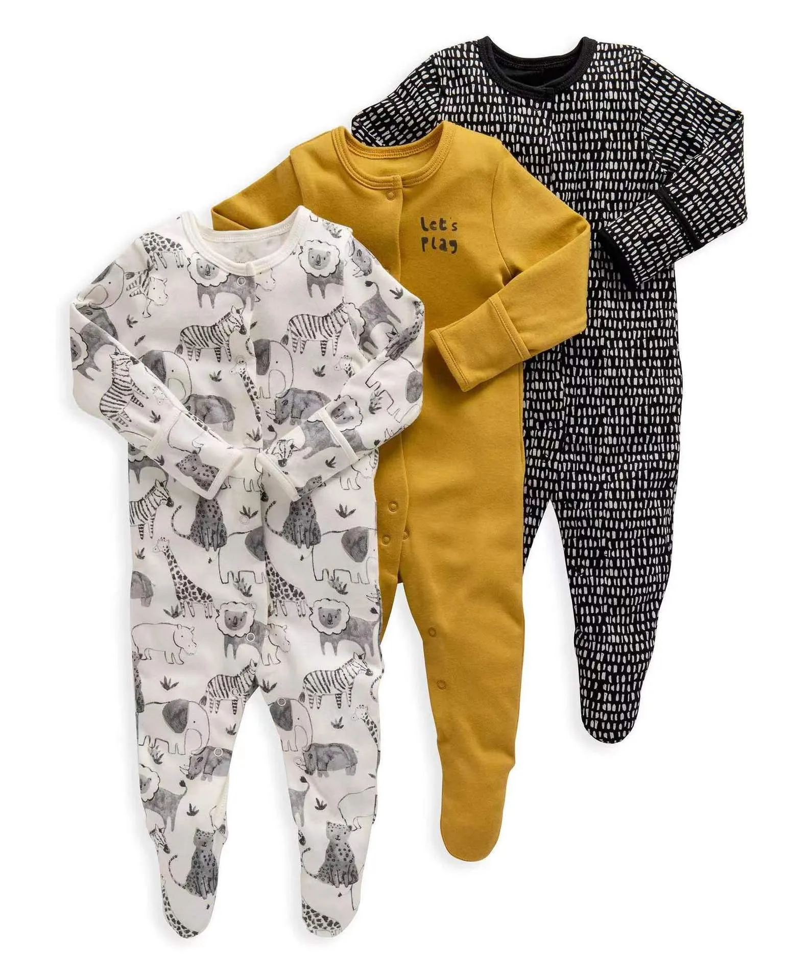 Toddlers and Baby Boys' Snug-Fit Footed Cotton Pajamas, Pack of 3