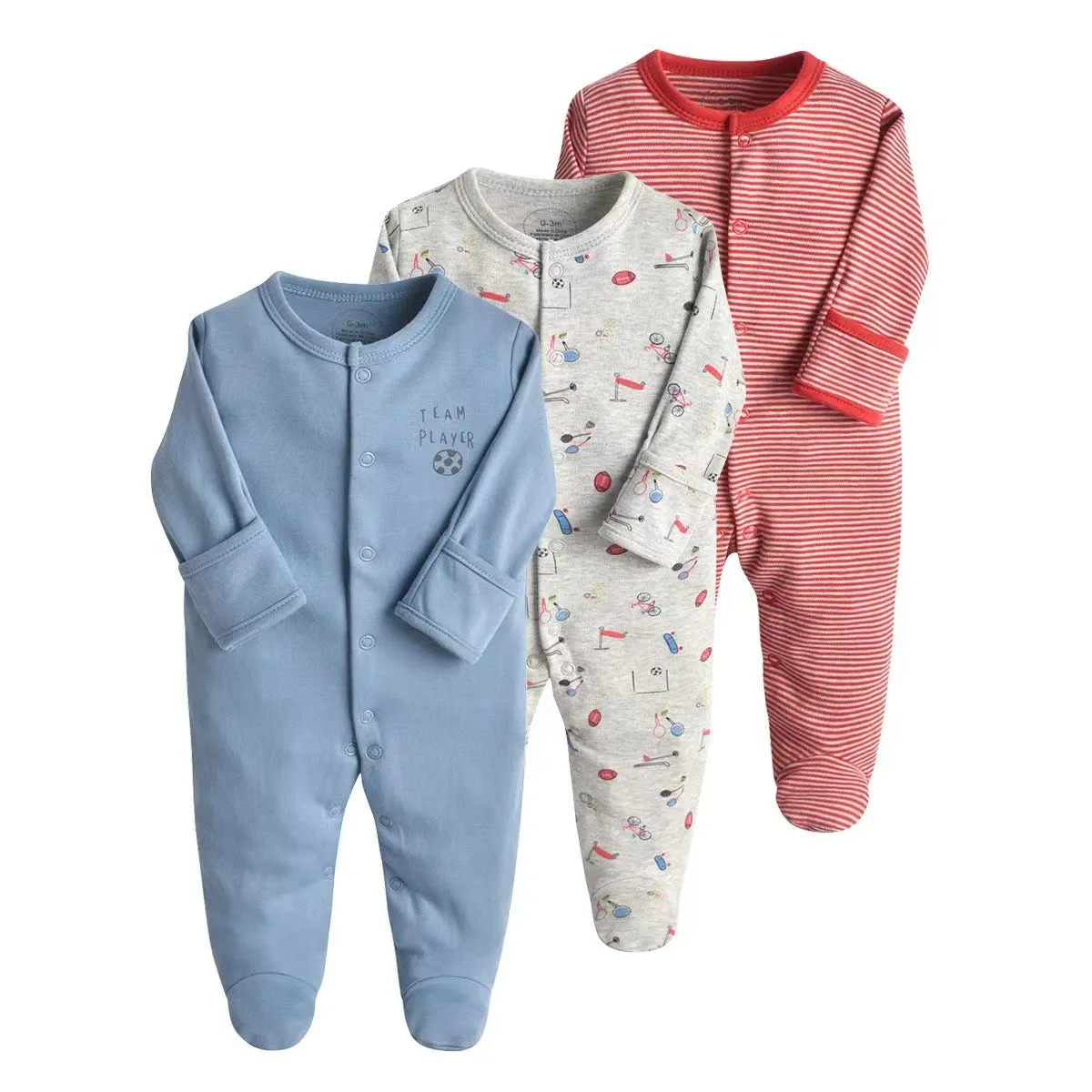 Toddlers and Baby Boys' Snug-Fit Footed Cotton Pajamas, Pack of 3