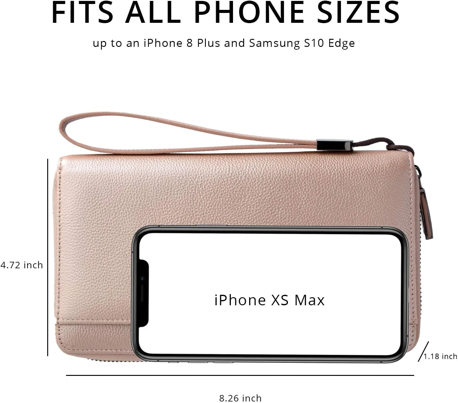 Travel Document Organizer RFID Blocking Leather Multiple Passport Wallet Family Holder Id Wrist Strap(Rose Gold)