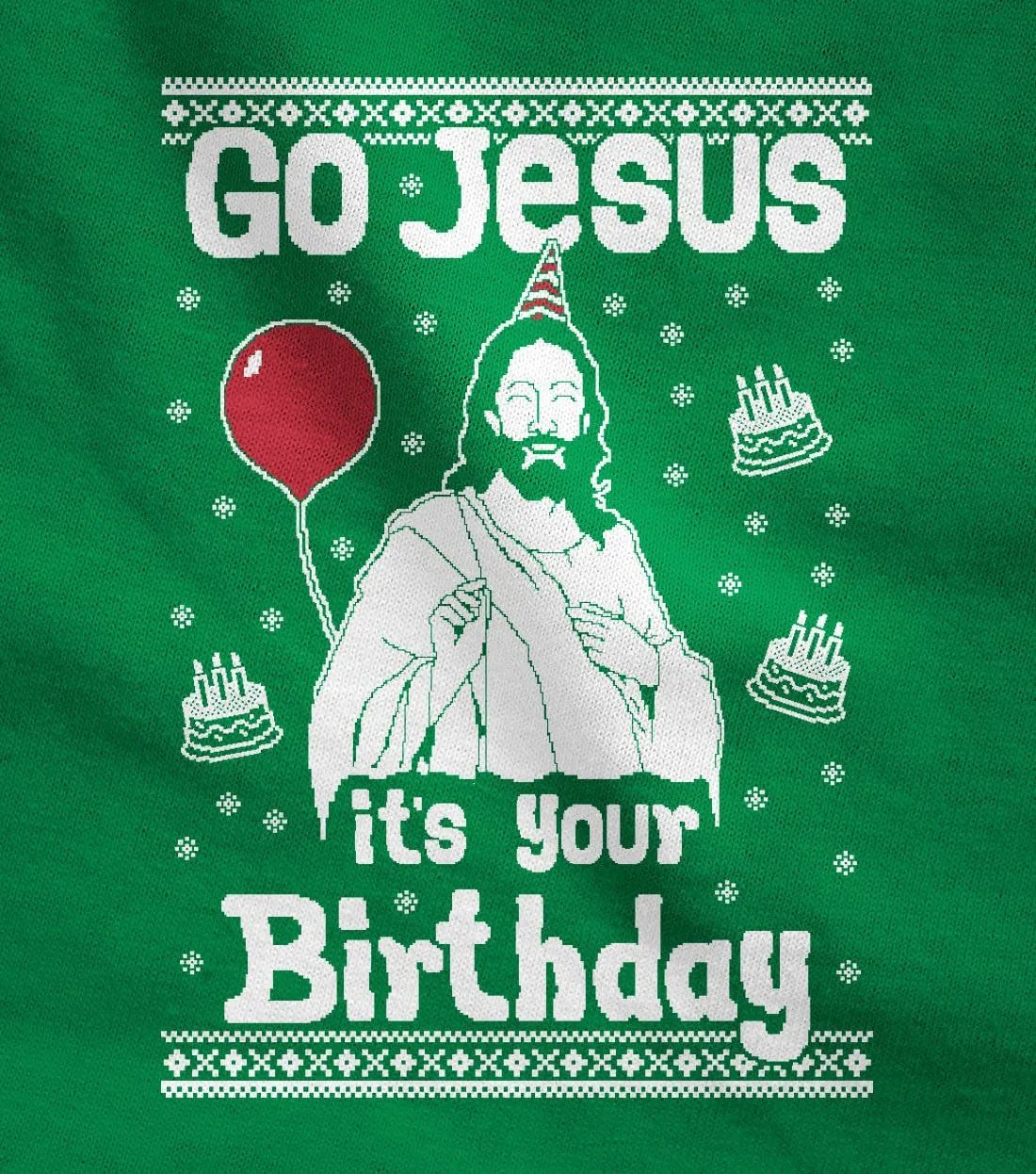 Tstars Jesus Birthday Funny Holiday Xmas Long Sleeve Sweatshirt for Men Women Ugly Christmas Sweater Style