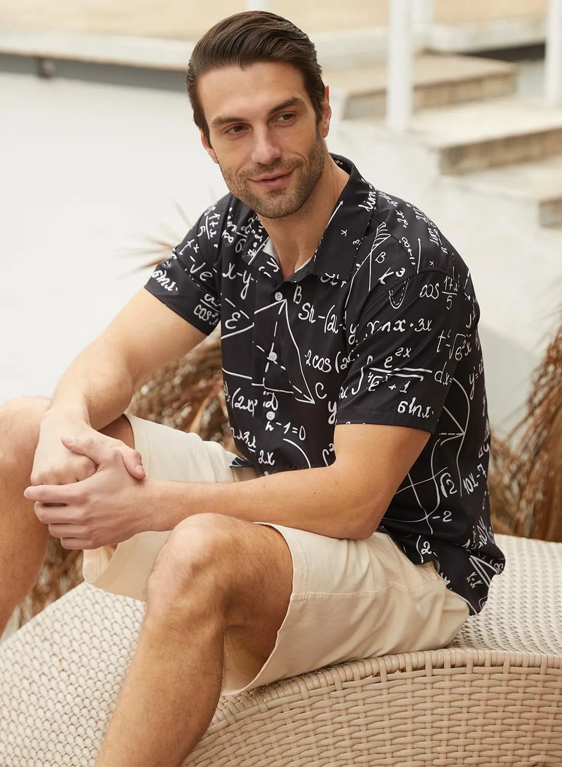 uideazone Mens Funny Hawaiian Shirts 3D Graphic Button Down Short Sleeve Tropical Holiday Beach Aloha Shirt