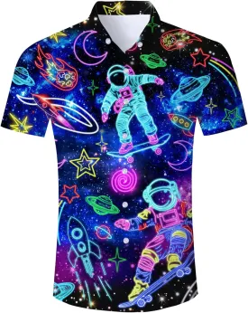 uideazone Mens Funny Hawaiian Shirts 3D Graphic Button Down Short Sleeve Tropical Holiday Beach Aloha Shirt
