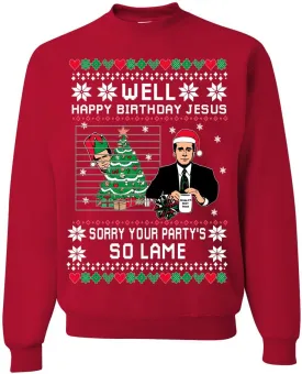 Well Happy Birthday Jesus Ugly Christmas Sweater Mens Womens Crewneck Sweatshirt