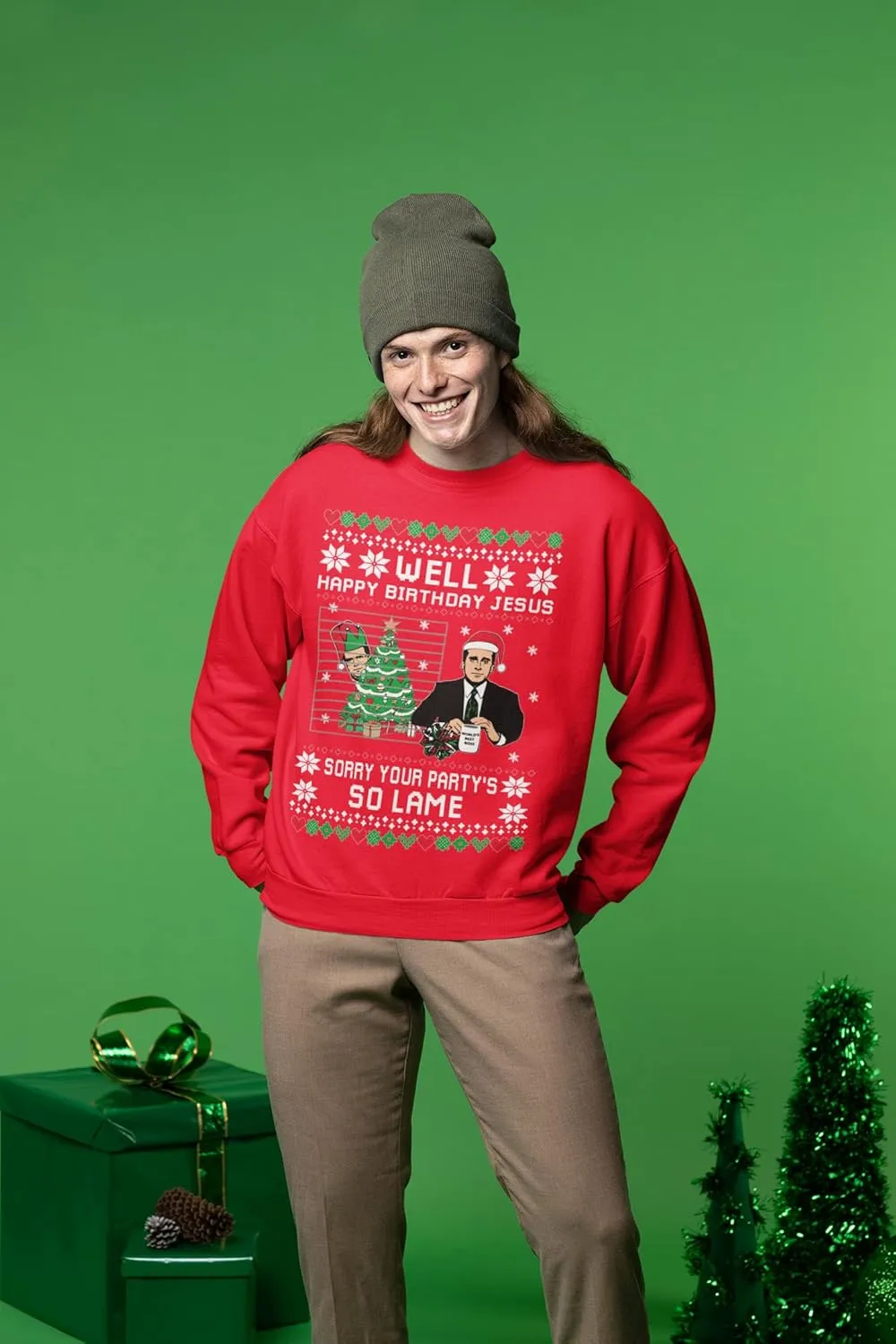 Well Happy Birthday Jesus Ugly Christmas Sweater Mens Womens Crewneck Sweatshirt