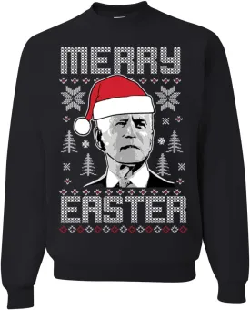 Wild Bobby Merry Easter Funny Joe Biden Holiday Ugly Christmas Sweater Unisex Crewneck Sweatshirt
