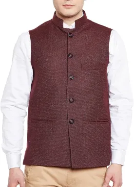 WINTAGE Men's Tweed Bandhgala Festive Nehru Jacket Waistcoat -7 Colors