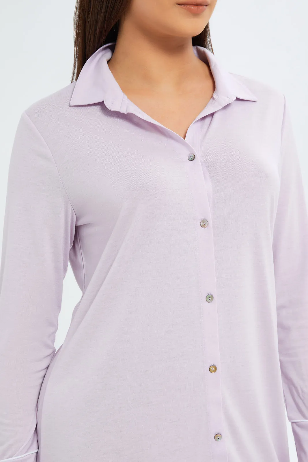 Women Lilac Lace Nightshirt