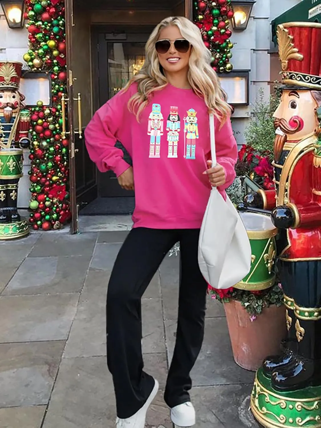 Women's Christmas Nutcracker Sweatshirt Crewneck Long Sleeve Shirt Xmas Holiday Pullover Tops