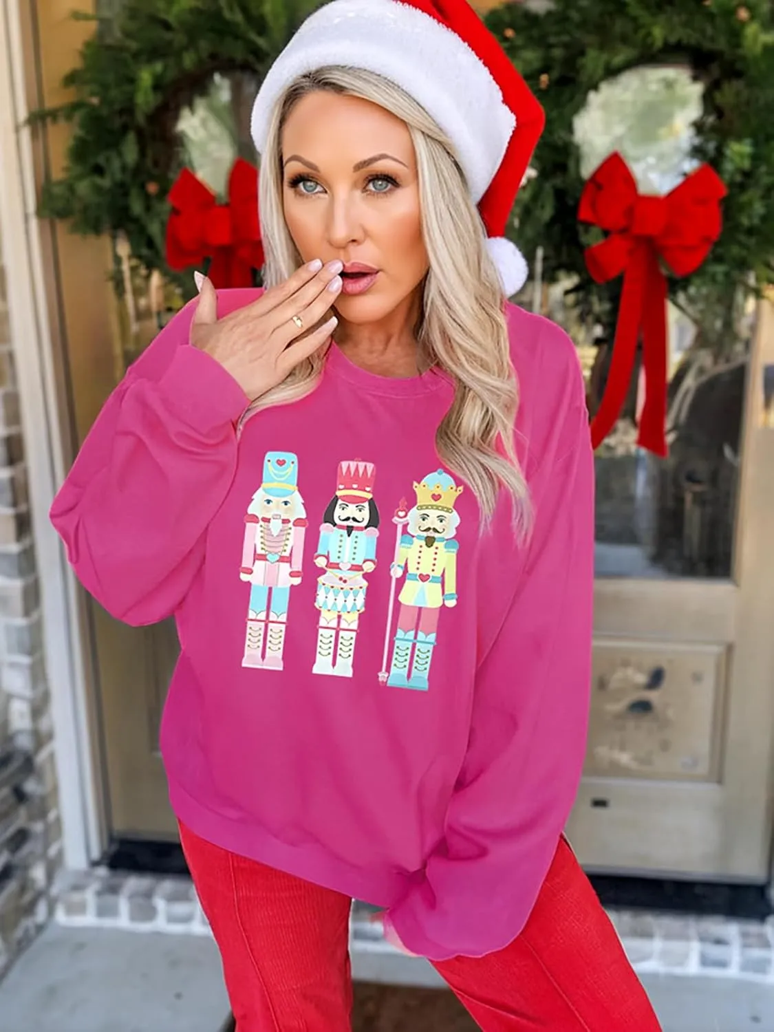 Women's Christmas Nutcracker Sweatshirt Crewneck Long Sleeve Shirt Xmas Holiday Pullover Tops