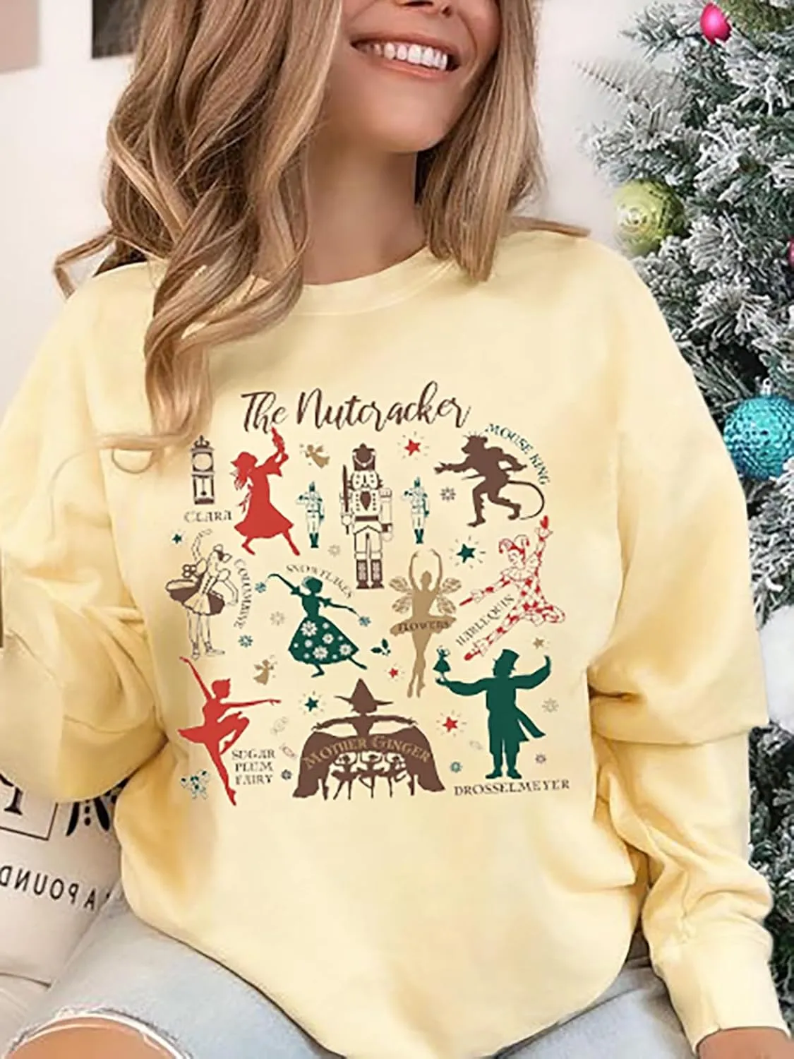 Women's Christmas Nutcracker Sweatshirt Crewneck Long Sleeve Shirt Xmas Holiday Pullover Tops