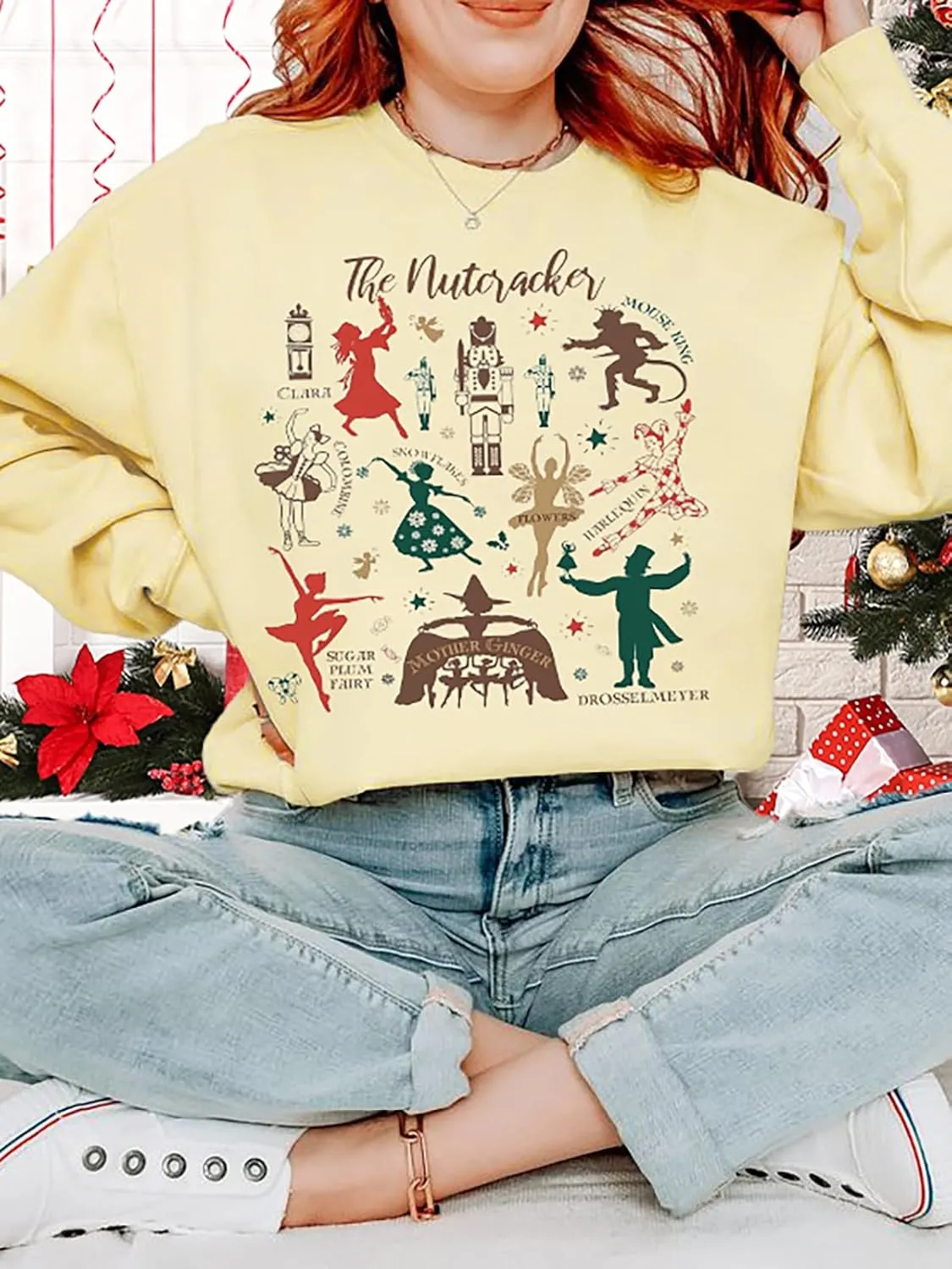Women's Christmas Nutcracker Sweatshirt Crewneck Long Sleeve Shirt Xmas Holiday Pullover Tops