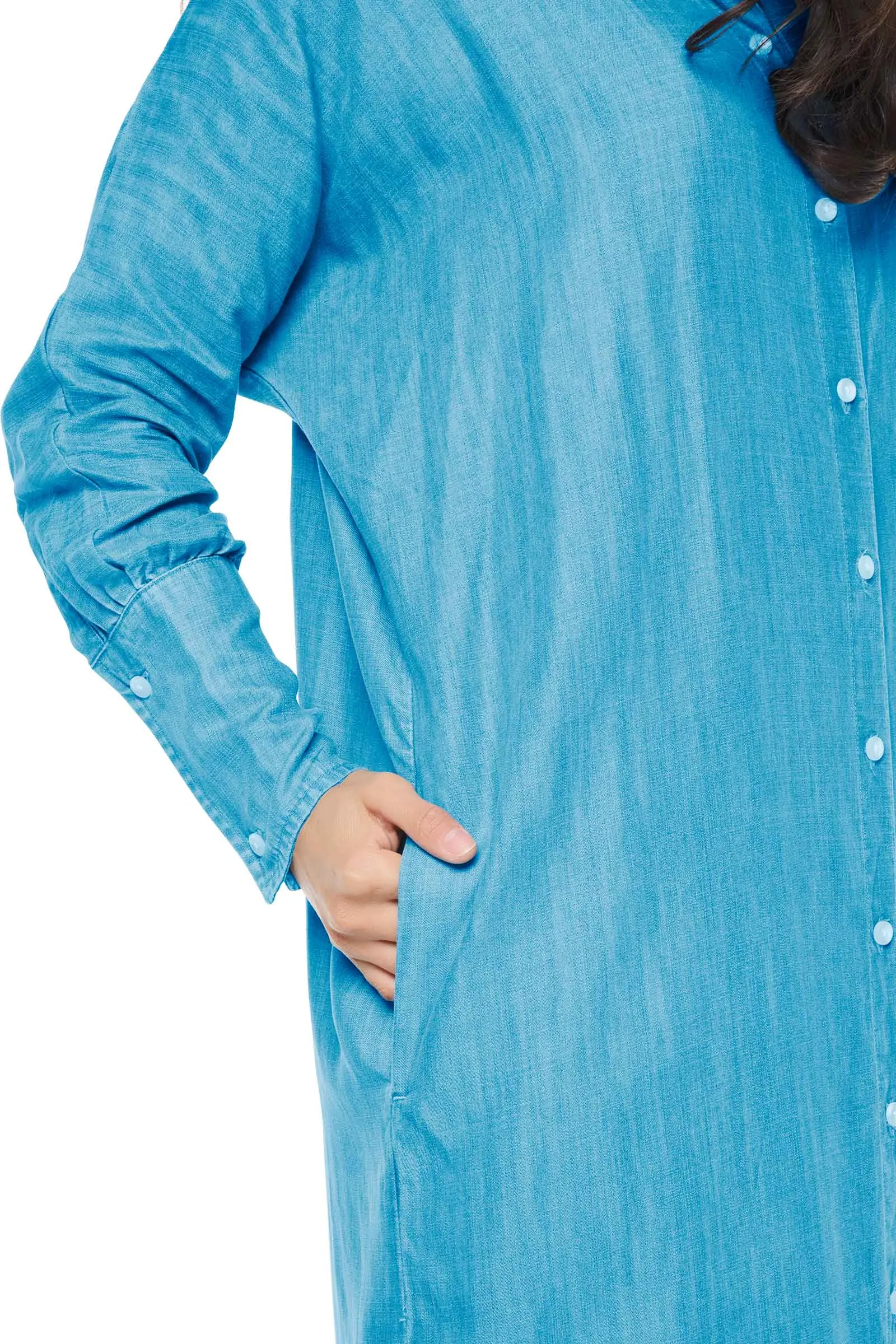 Women's Doral Long Sleeve Button Down Dress  |  Light Indigo Chambray