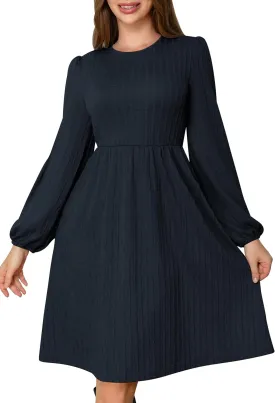 Womens Dresses 2025 Long Sleeve Crew Neck Casual Fall Winter Tunic Dress Mini Wedding Guest Dresses with Pockets