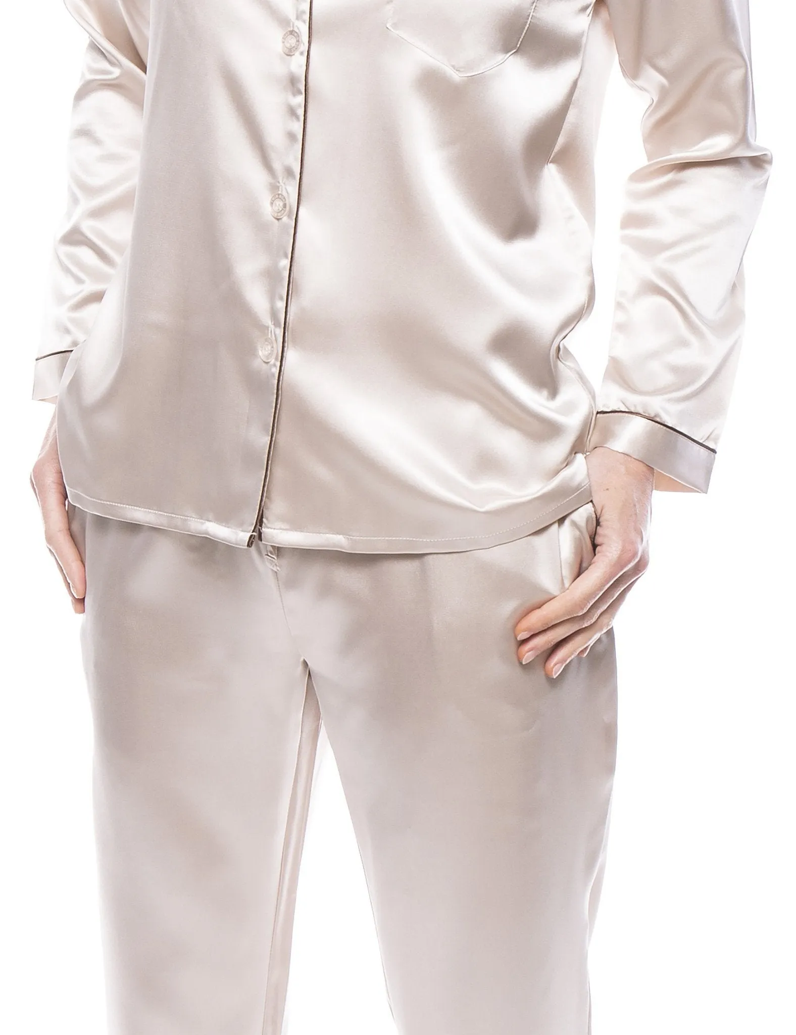 Women's Satin Pajama/Sleepwear Set - Champagne