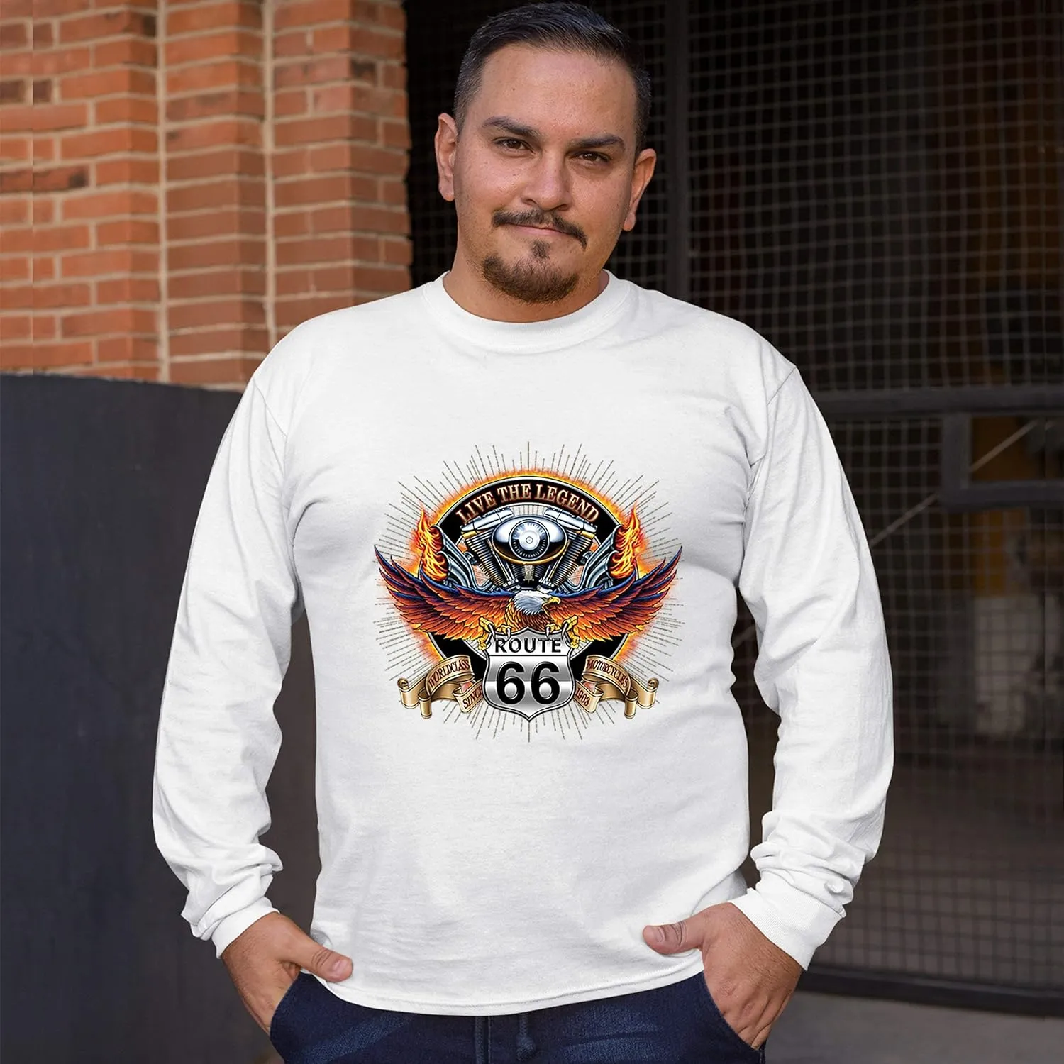 Wordclass Motorcycles Long Sleeve T-Shirt Live The Legend Route 66 Biker