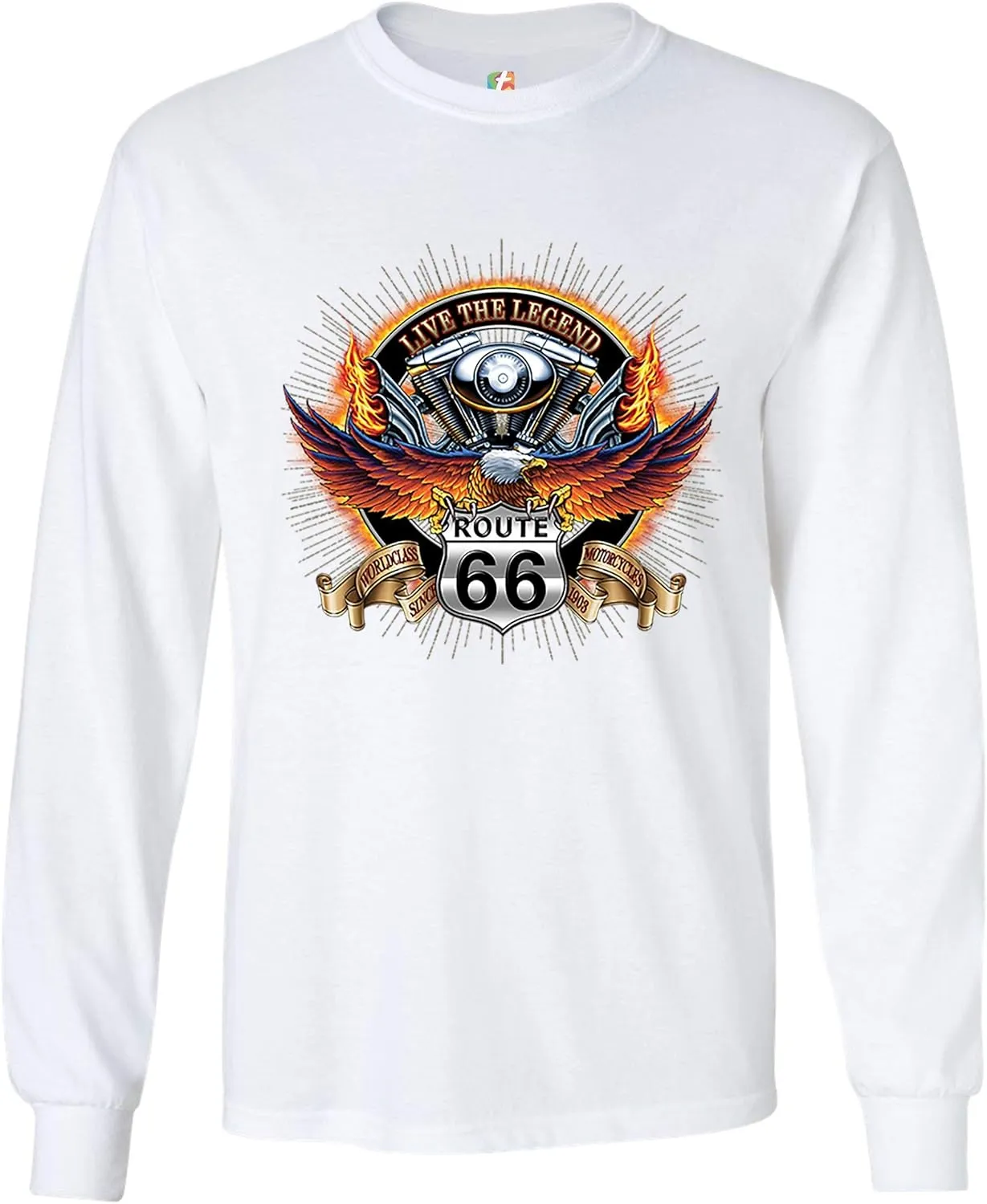 Wordclass Motorcycles Long Sleeve T-Shirt Live The Legend Route 66 Biker