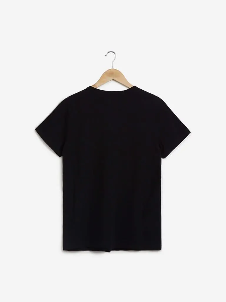 Wunderlove Black Text Print T-Shirt