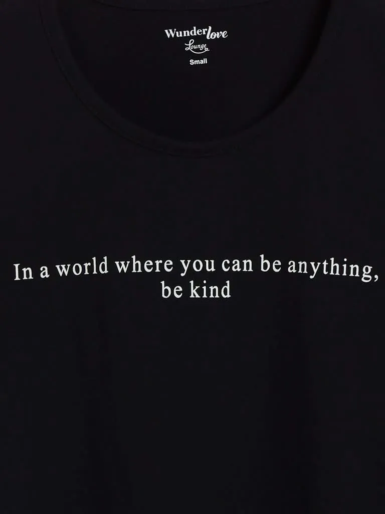 Wunderlove Black Text Print T-Shirt